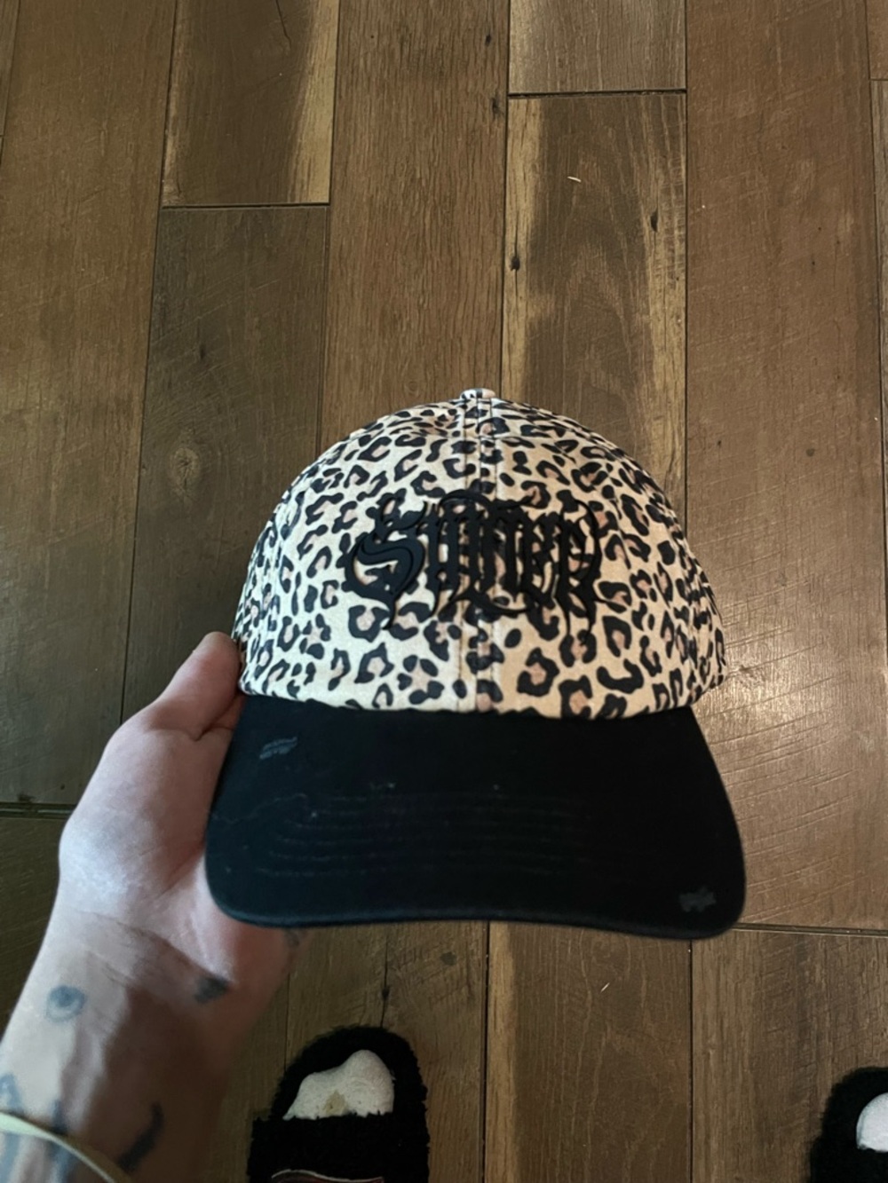 Leopard Print Baseball Cap with Black Brim